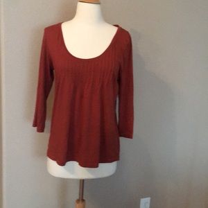 J Crew 3/4 sleeve rust top